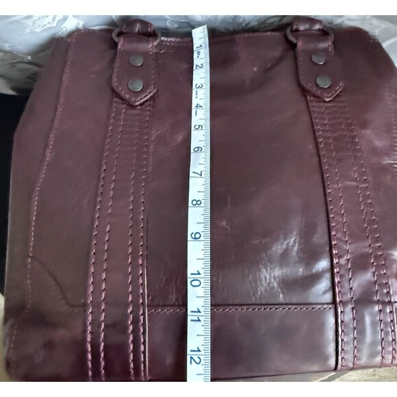 FRYE Melissa Leather Shoulder Tote Bag Distressed Merlot Large Padded pocket - Picture 13 of 16